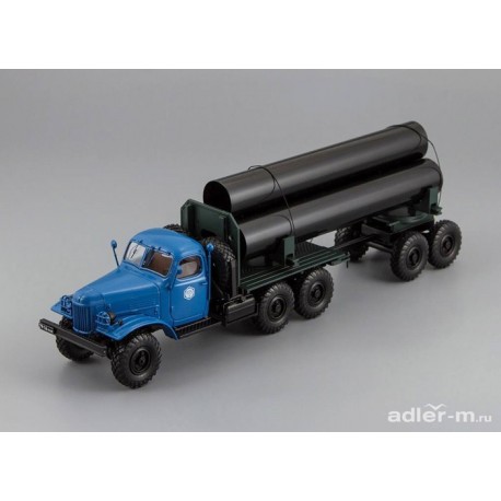 DIP MODELS 115704 ZIL-157/TV-5 Truck with trailer for delivery big pipes (Blue)
