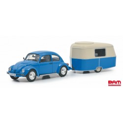 SCHUCO 450268300 VW Beetle 1600i w Eriba Puck Bleu Die-Cast 1.43ème (500ex)