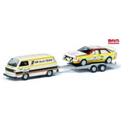 SCHUCO 452678100 VOLKSWAGEN T3 "HB Audi Team" avec trailer et Audi Quattro Rallye sans n° - 1/87 Diecast (1/87)