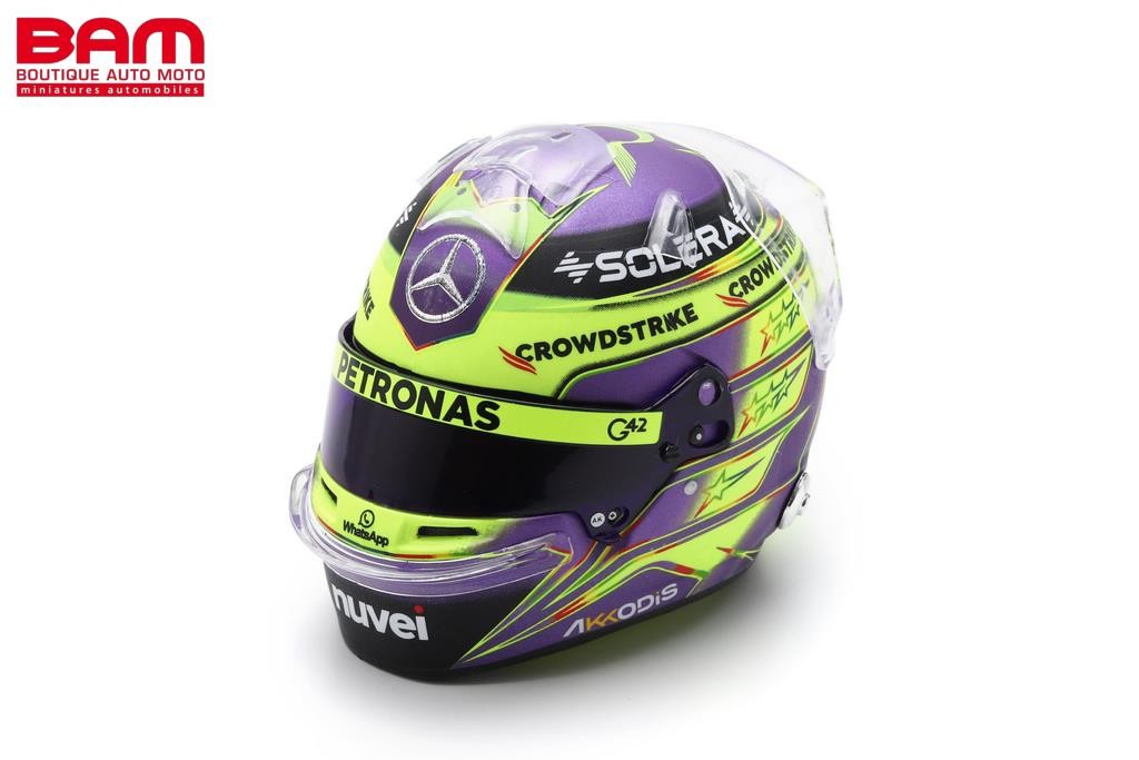 Casque Miniature Spark 1/5 - Lewis Hamilton Spanish GP 2024 - Mercedes - Numéroté - Neuf
