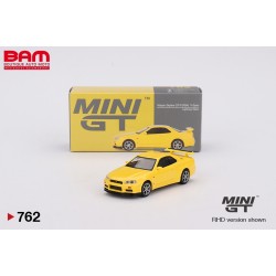 MINI GT MGT00762-R NISSAN Skyline GT-R (R34) VSPEC Lightning Yellow 1999 RHD 1/64