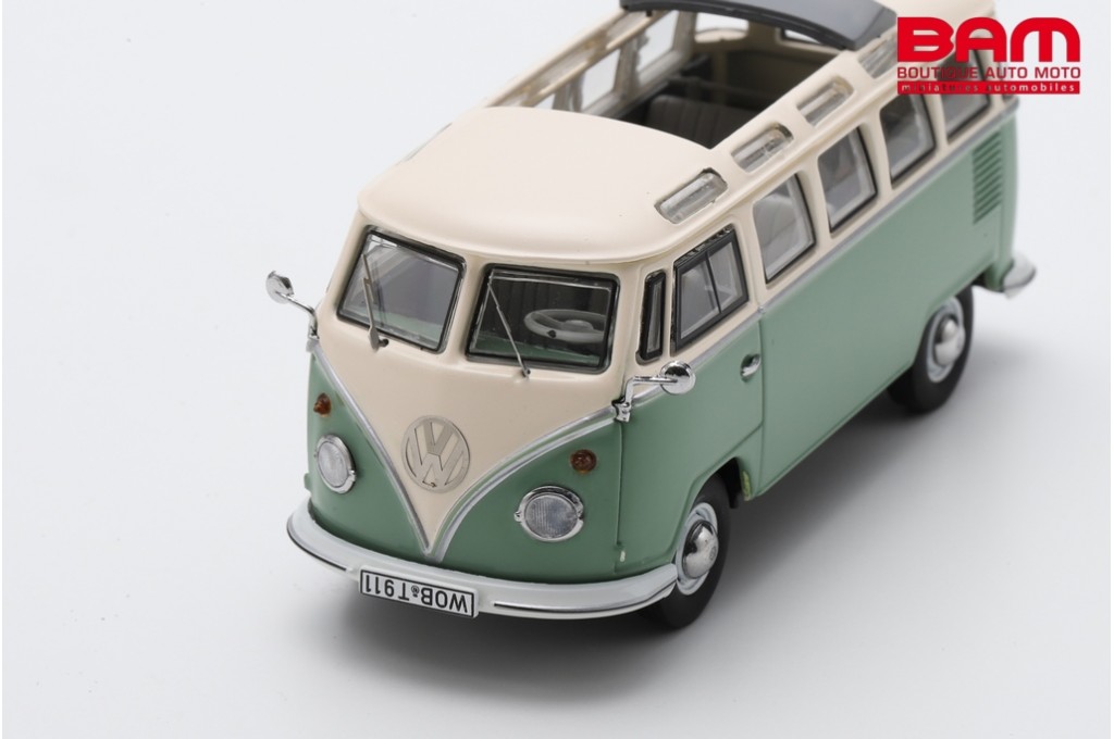 Schuco 1/43 Volkswagen T1 Samba Bus – Vert Et Beige, Miniature De Collection