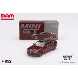 MINI GT MGT00952-L BMW I7 XDrive60 Aventurin Red 2023 (1/64)