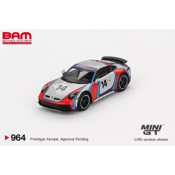 MINI GT MGT00964-L PORSCHE 911 (992) Dakar Ice Grey Metallic - Rallye Tribute 2024 (1/64)